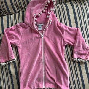 Elizabeth Hurley Pink Kids Hoodie with Pom-Pom Detail
